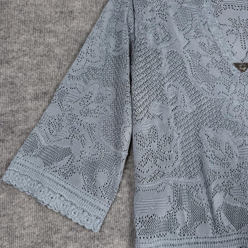 White House Black Market Size-M Womens Top Pointelle Stitch 3/4 Sleeve - Picture 10 of 11